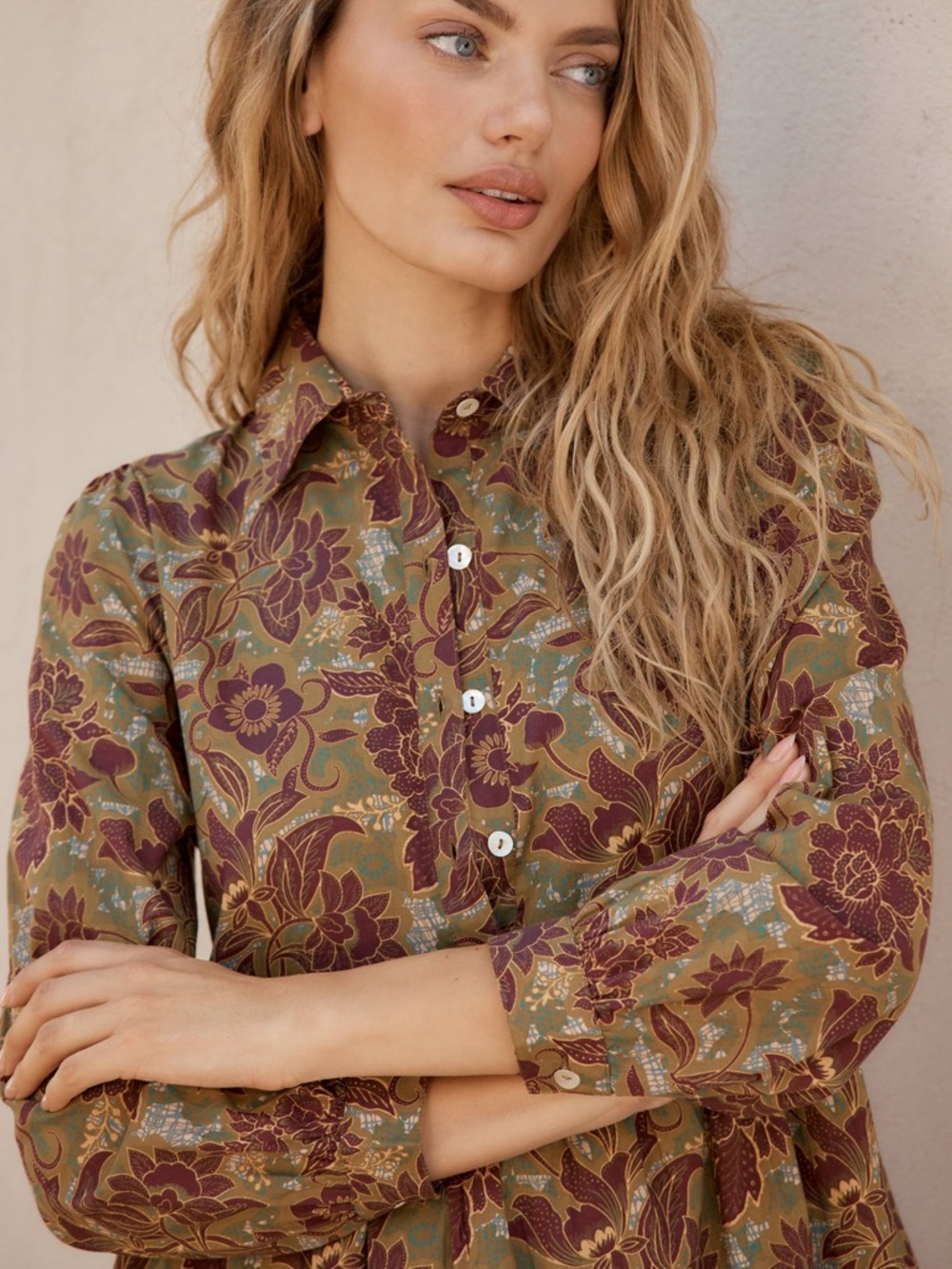 Anthropologie Ro's Garden Romy Mini Dress in Brown Olive Floral Size Medium - Picture 3 of 8